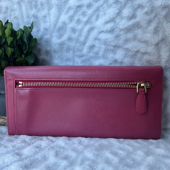 EUC Prada Milano Saffiano Leather Ribbon Bow Envelope Long Snap Button Wallet - Picture 5 of 13